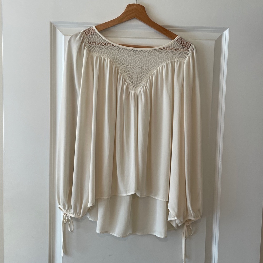 H&M Cream Blouse with Lace Detail